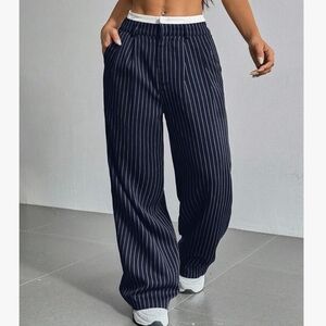 WILD FABLE Navy Pinstripe Wide Leg Pants